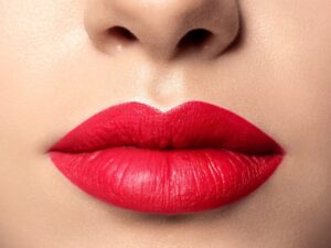 Close up view of beautiful woman lips
